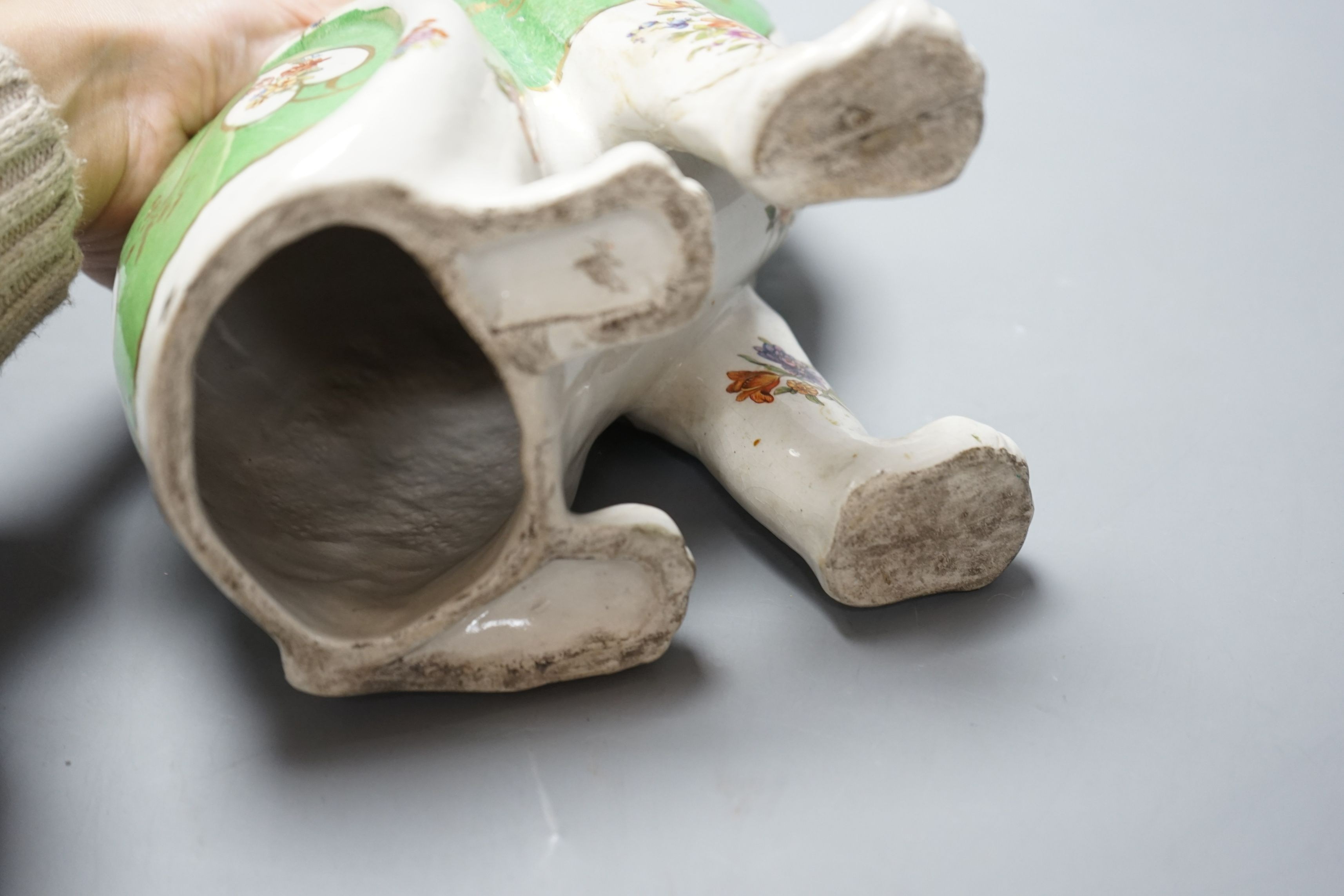 A Galle style polychrome cat, early 20th century, 34cms high